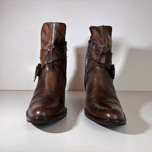 Vic Matie Rich Brown Leather Ankle Boots